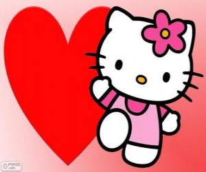 yapboz Hello Kitty büyük bir kalp ile